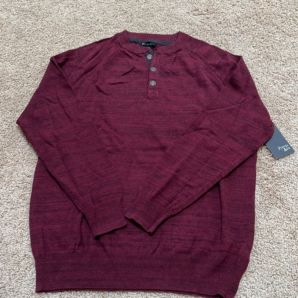 NWT! PORTER + ASH men's maroon long sleeve sweater